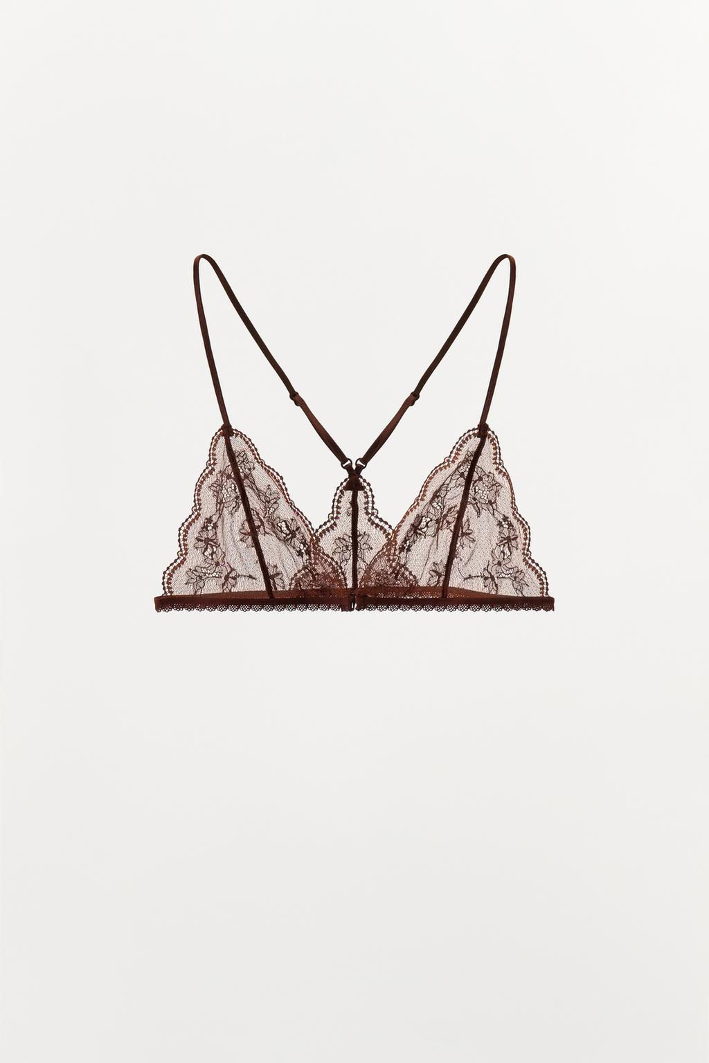 FLORAL LACE TRIANGLE BRALETTE - Zara фото 5