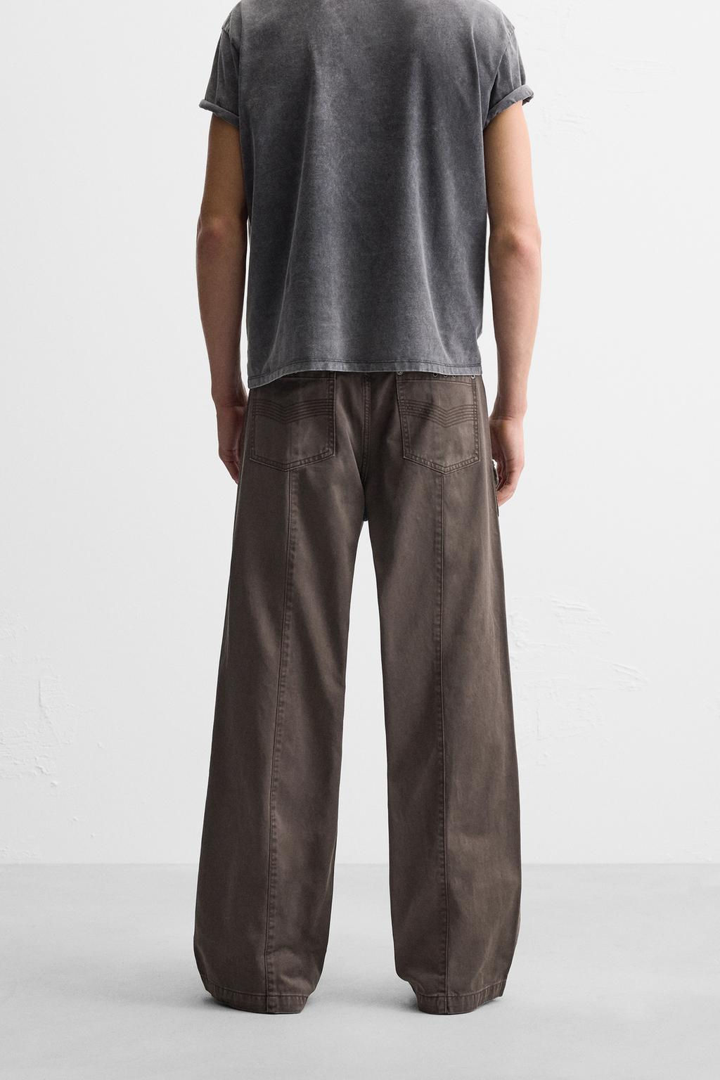 STITCHED WASHED-EFFECT TROUSERS - Zara фото 3
