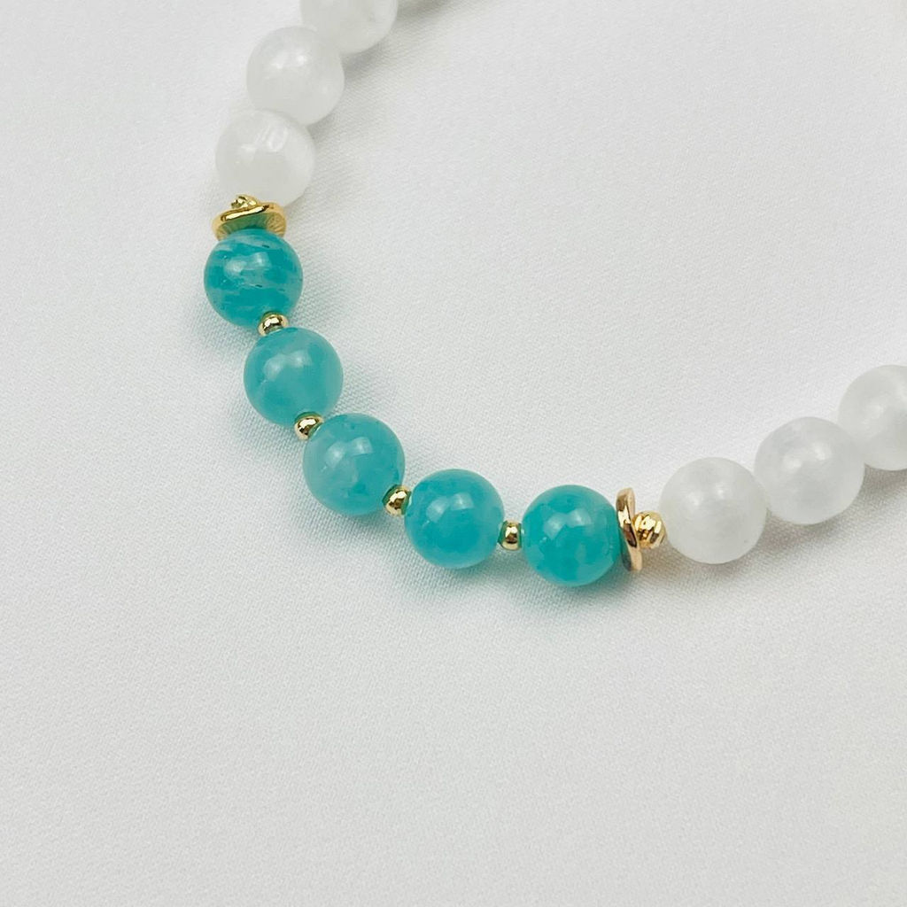 Браслет из Селенита и Амазонита - Радуга самоцветов фото 3