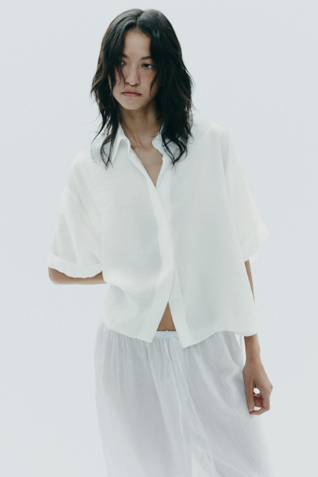 SHORT SLEEVE FLOWING SHIRT - Zara фото 14