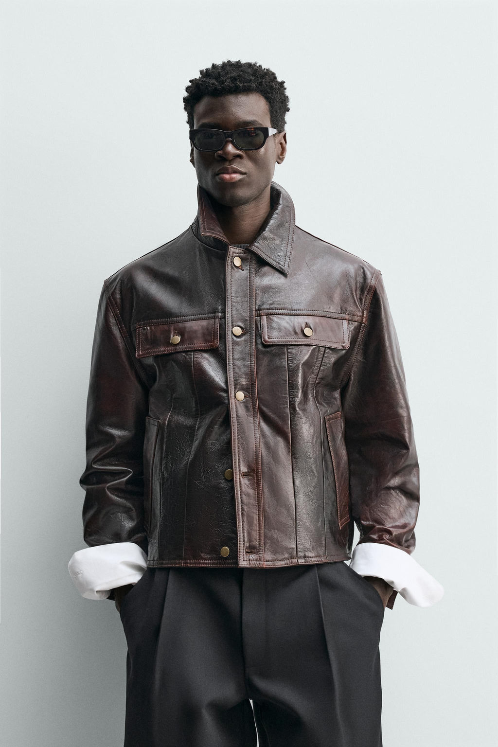 WASHED LEATHER JACKET - Zara фото 2