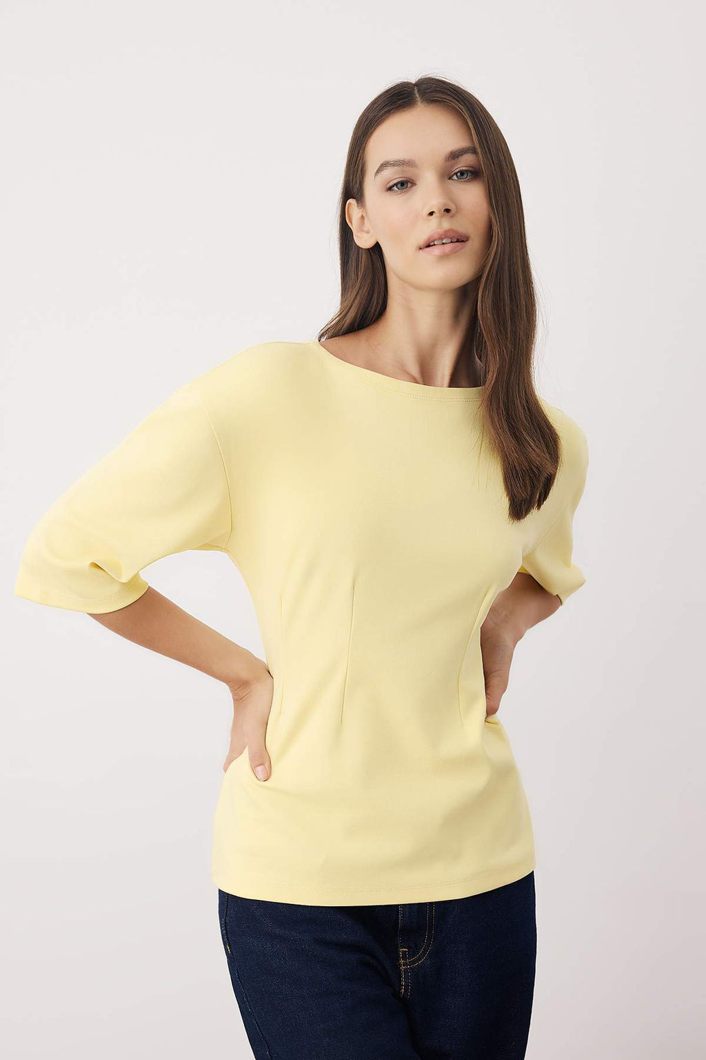 Kahverengi Interlok Peplum/Belden Oturmal? Esnek Orme Bluz TWOAW26BZ00187 - Trendyolmilla фото 5