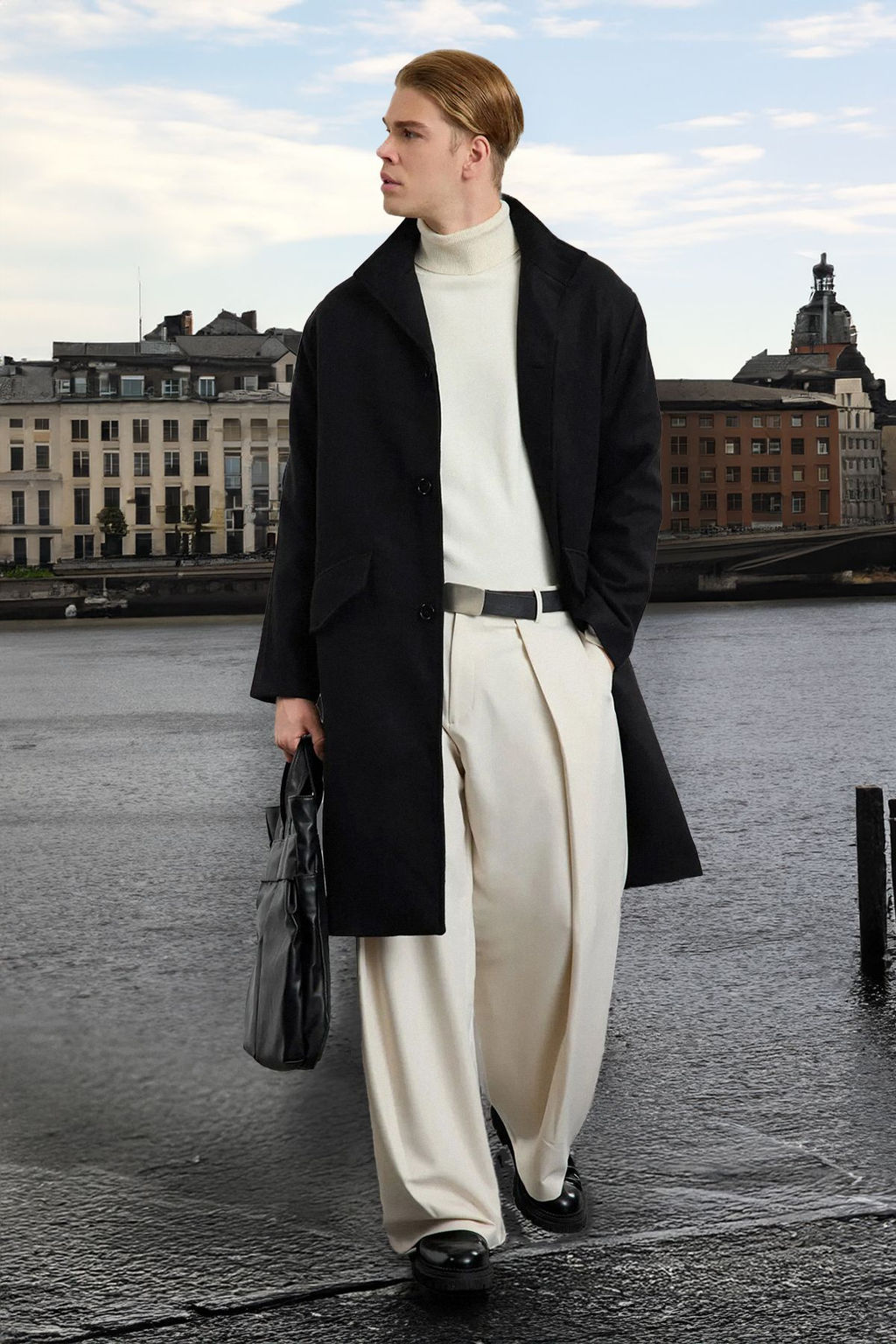 Trendyolmilla Man Antrasit Oversize Fit Dik Yaka Uzun Kase K?sl?k Kaban TMNAW25KB00005  фото 10