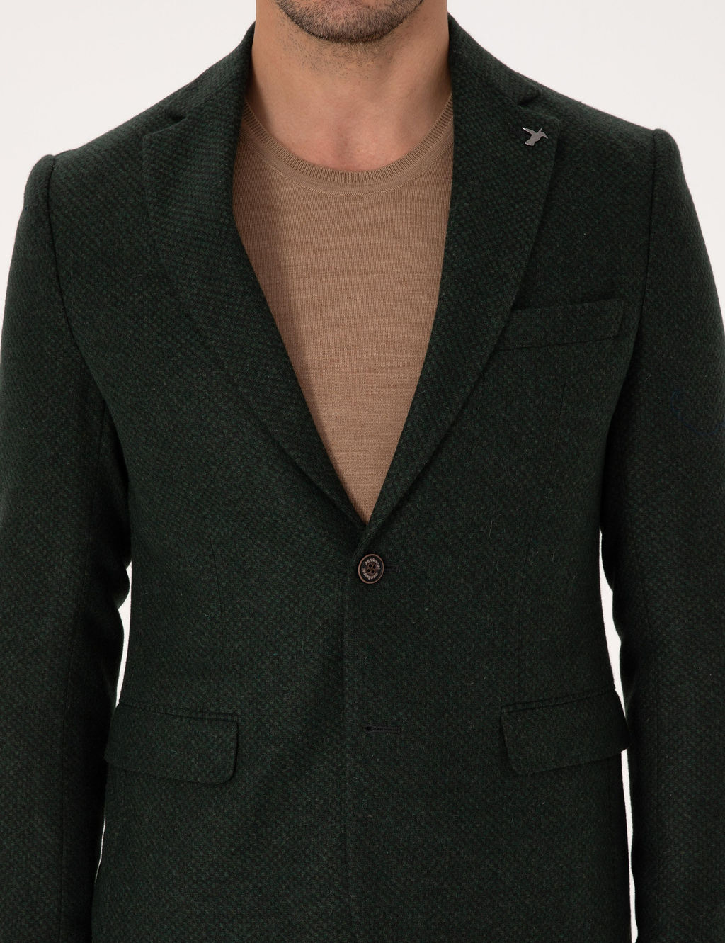 Haki Slim Fit Y_n Kar___ml_ Mikro Desenli Ceket - Cacharel фото 7