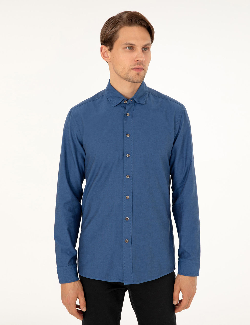 Рубашка Pierre Cardin Slim Fit дл рукав индиго