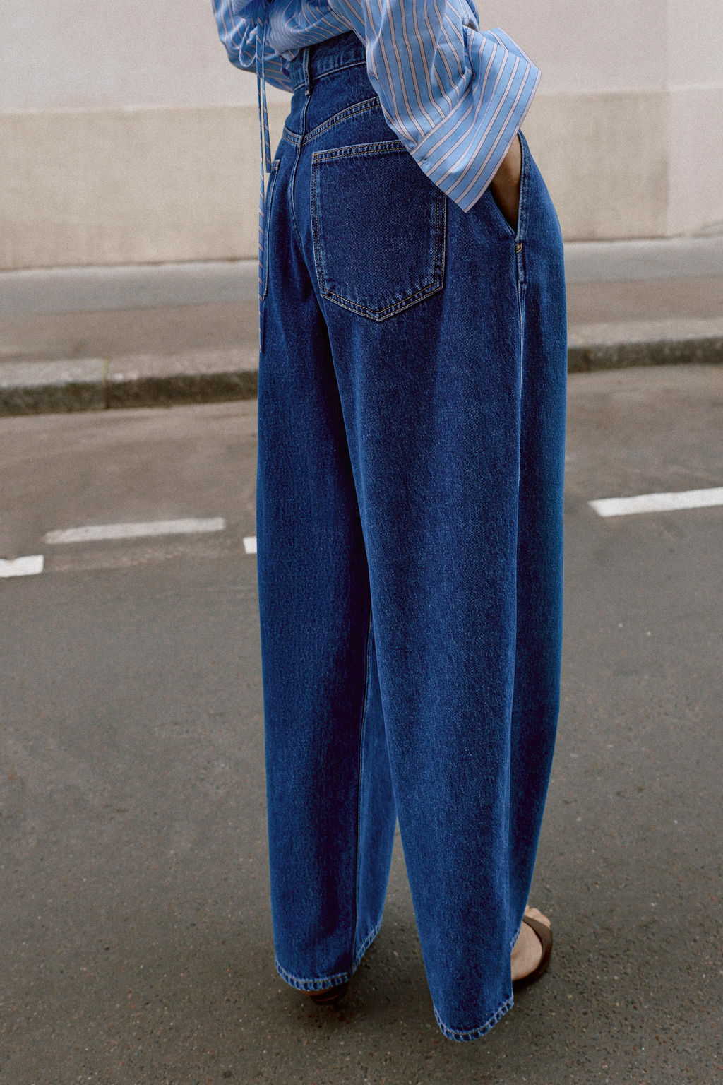 JEANS Z1975 LOOSE FIT TIRO ALTO CORCHETES / Azul medio - Zara фото 6