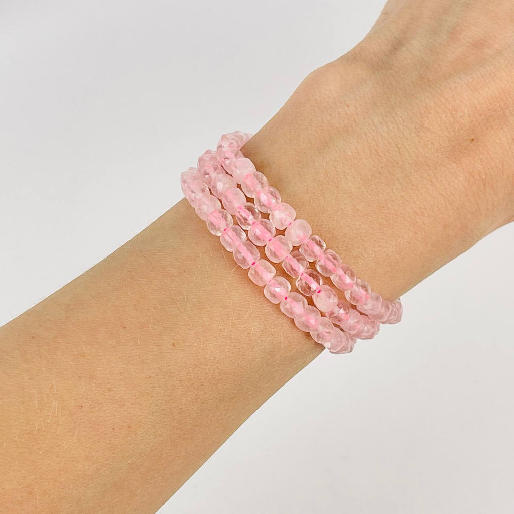 Бусины для украшений из мадагаскарского Розового кварца (86 бусин) 39 см