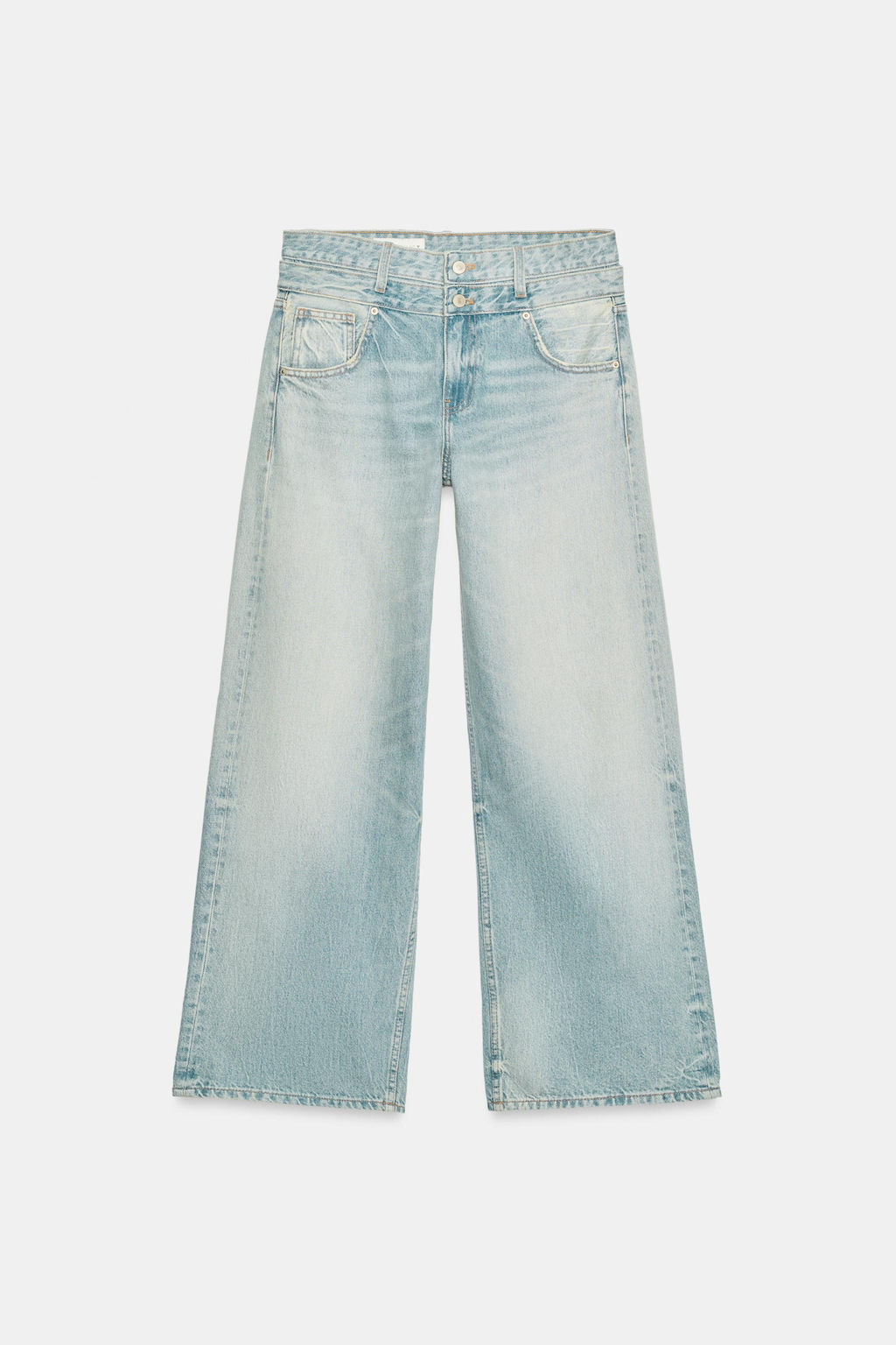 JEANS TRF RECTOS CINTURILLA DOBLE TIRO MEDIO / Azul claro