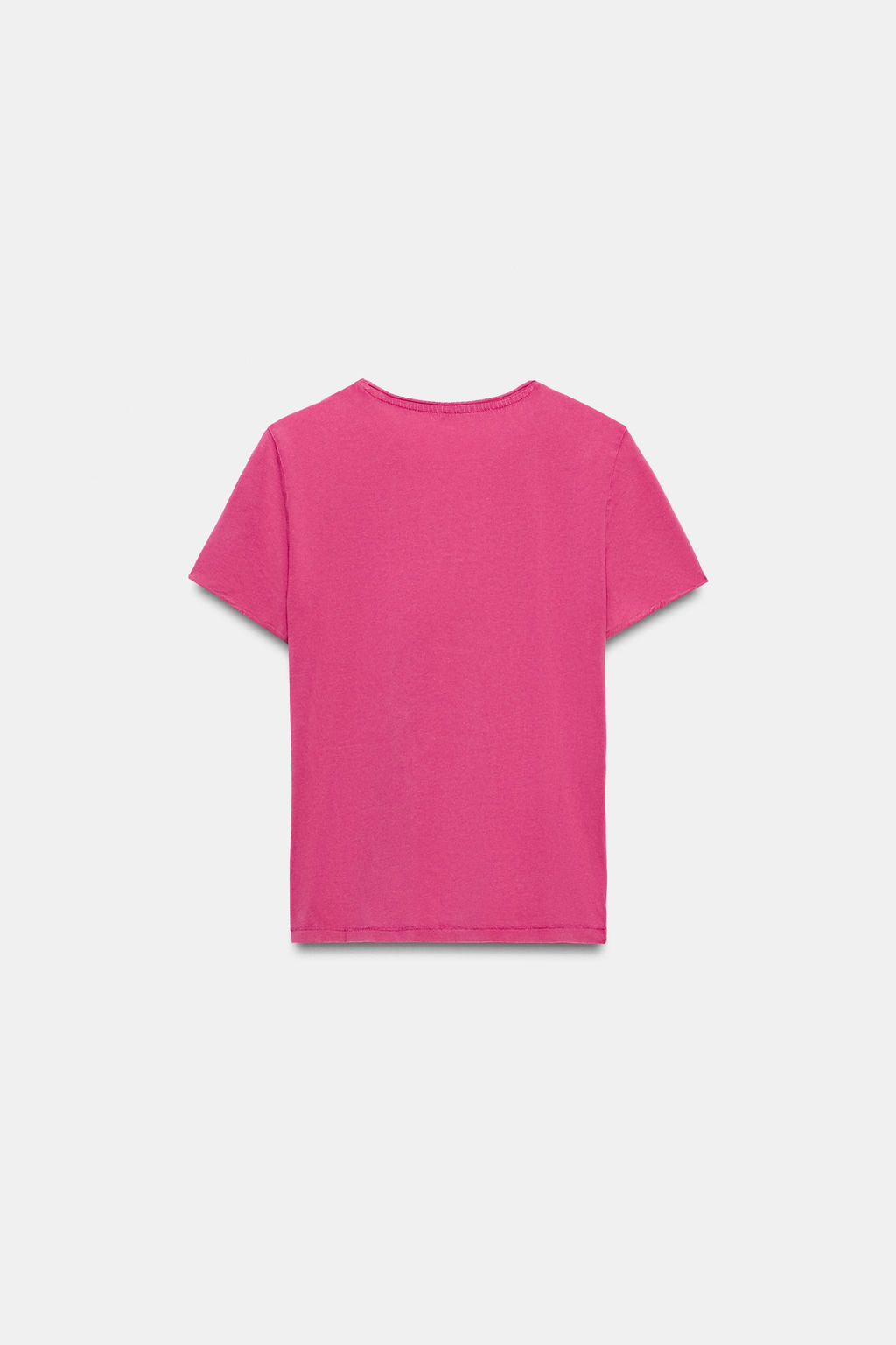 CAMISETA LAVADA MANGA CORTA / Fucsia