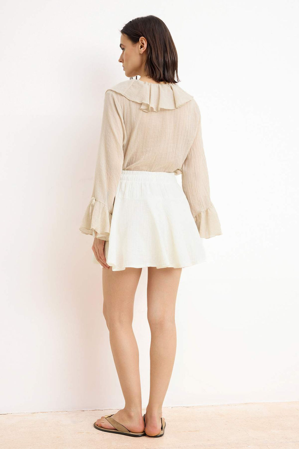 Beyaz Muslin Mini Sort Etek TWOSS26ET00131 - Trendyolmilla фото 4