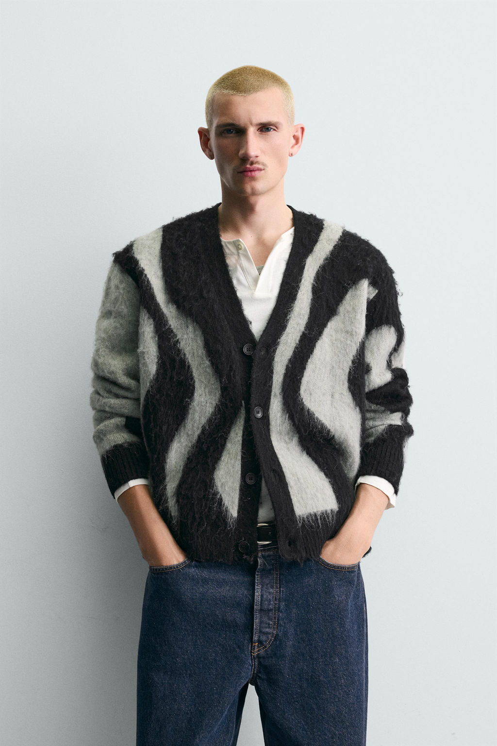BRUSHED JACQUARD CARDIGAN - Zara фото 2