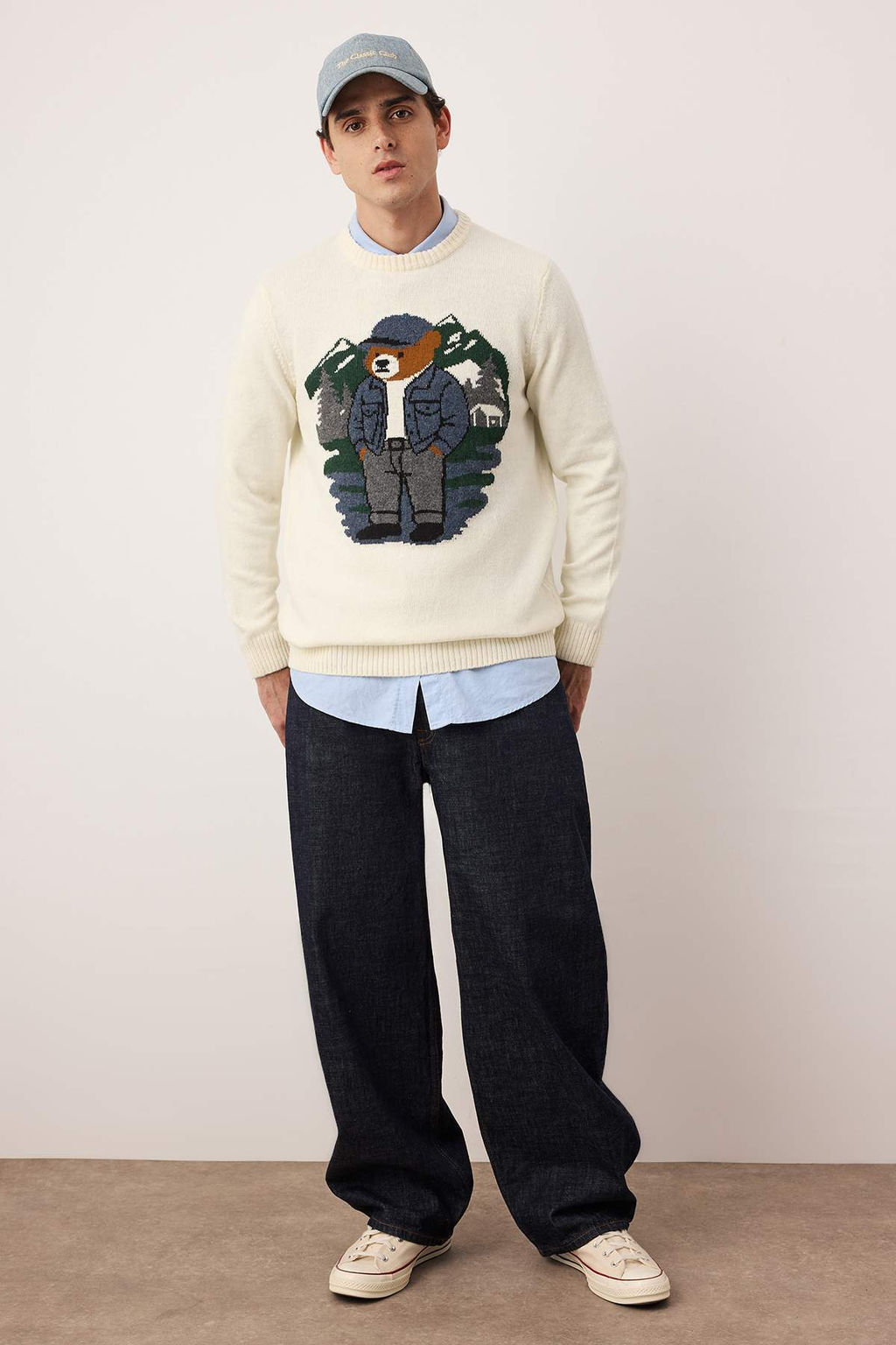 Ekru Regular Bisiklet Yaka Animal Kazak TMNAW26KZ00007 - Trendyolmilla фото 4