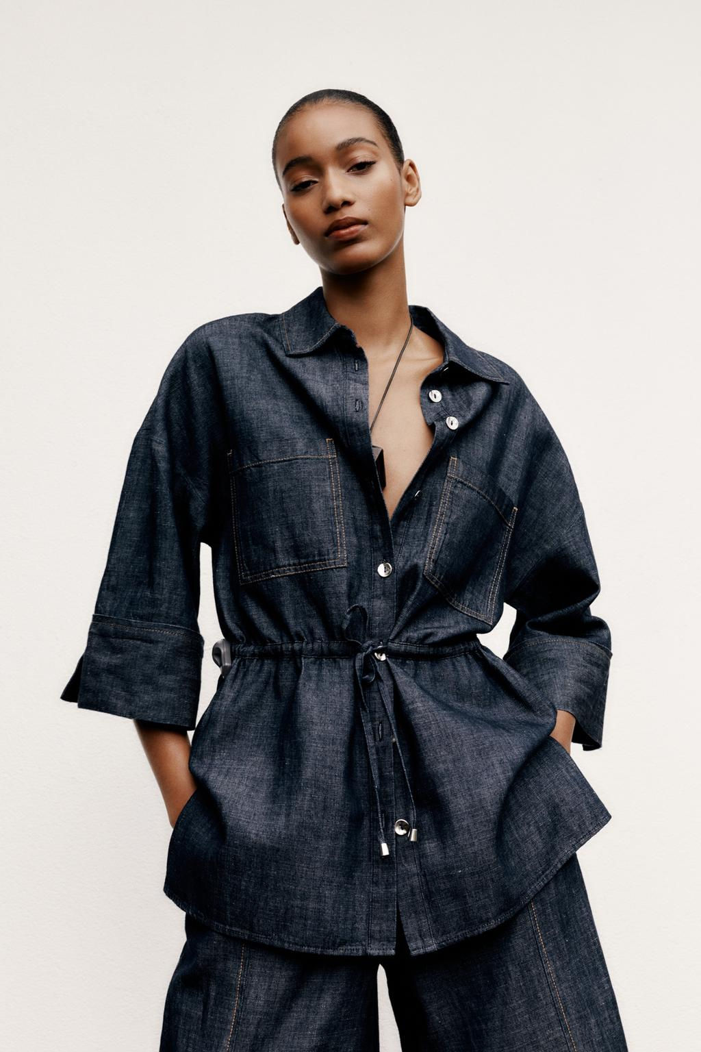 LINEN BLEND SAFARI SHIRT - Zara фото 3