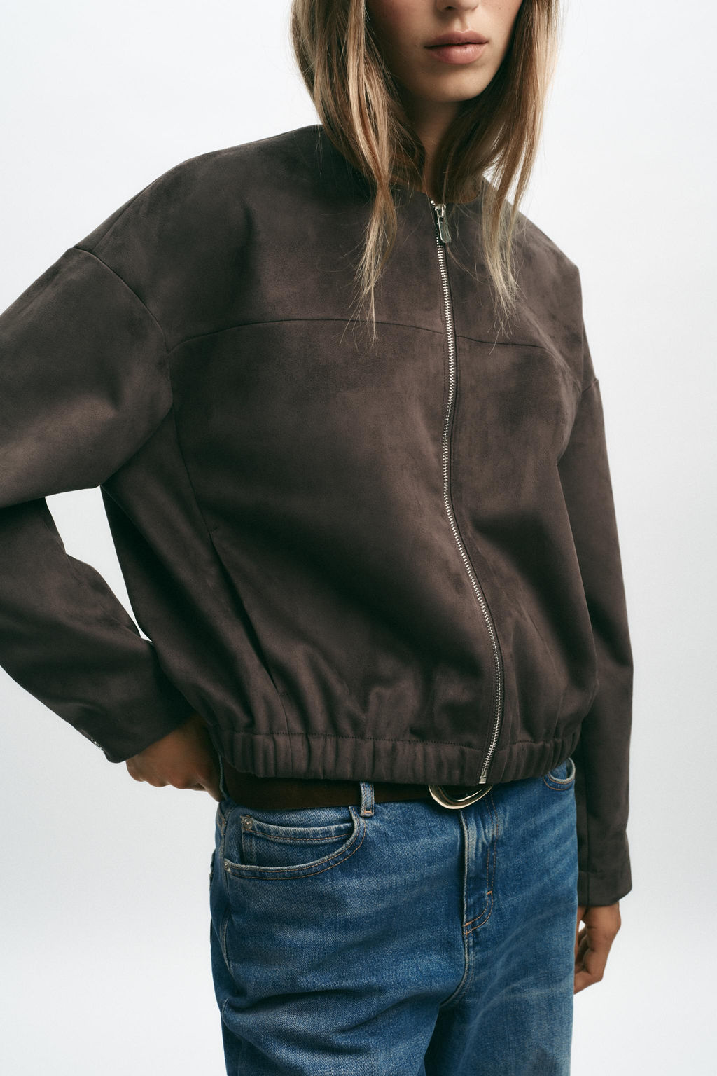 FAUX SUEDE BOMBER JACKET - Zara фото 4