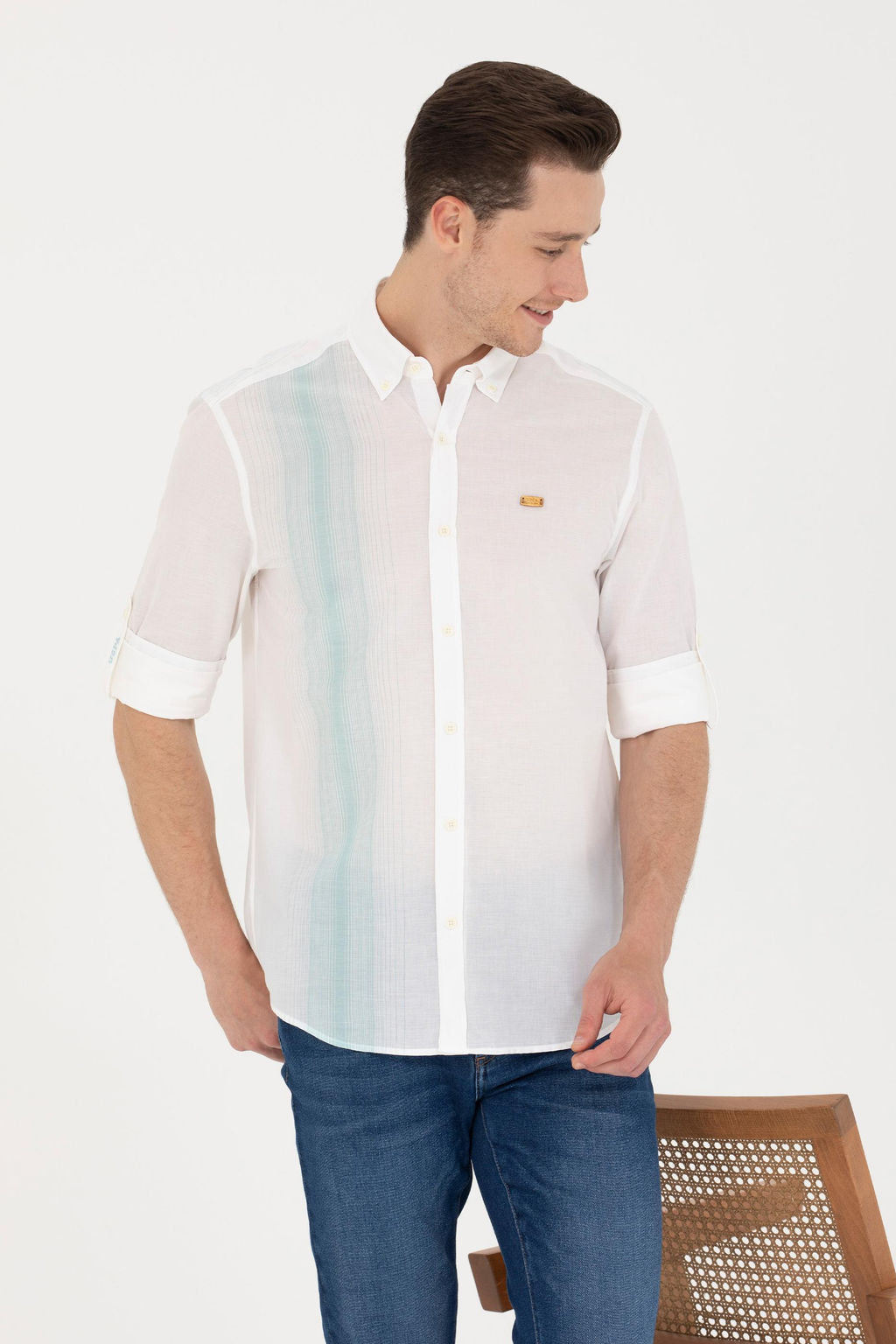 U. S. Polo Assn Мужская белая рубашка с длинным рукавом - U.s. polo assn фото 2