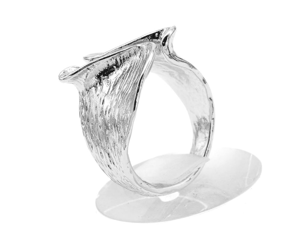 Кольцо Волна серебристое Радуга камня