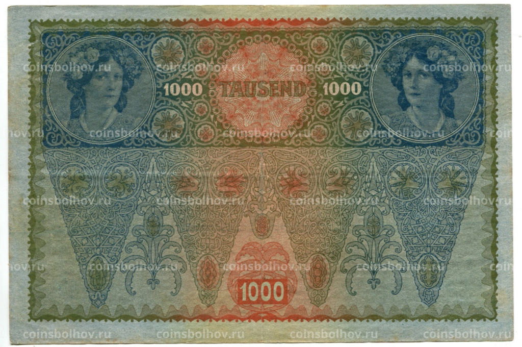 1000 крон 1902 года Австрия надпечатка