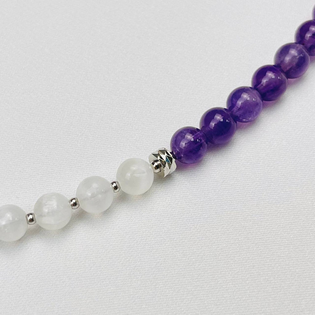 Колье из Аметиста и Селенита - Радуга самоцветов фото 3