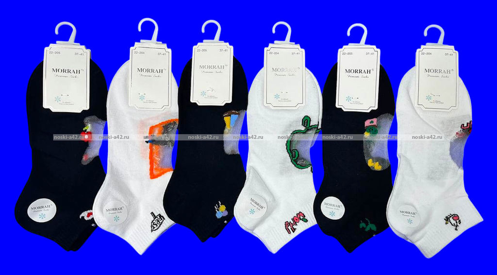 Цена за 6 пар. 6 ПАР - MORRAH носки женские укороченные хлопок + капрон АССОРТИ