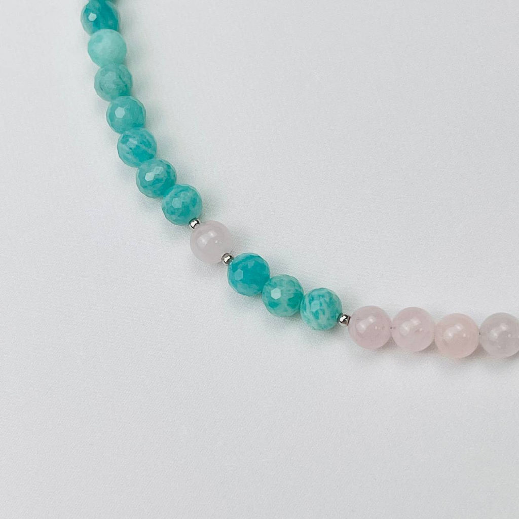Колье из Амазонита и Розового кварца 42 см +