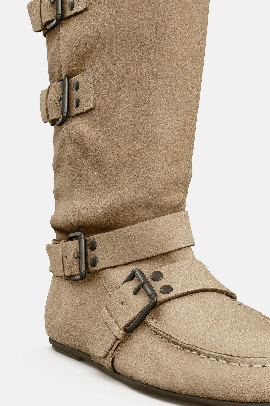 SPLIT SUEDE BUCKLED BOOTS
