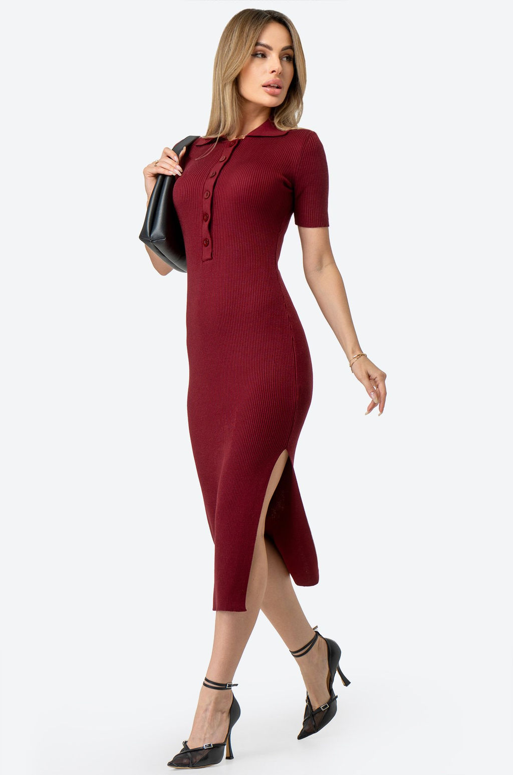 Женское платье-поло в рубчик Happy Fox