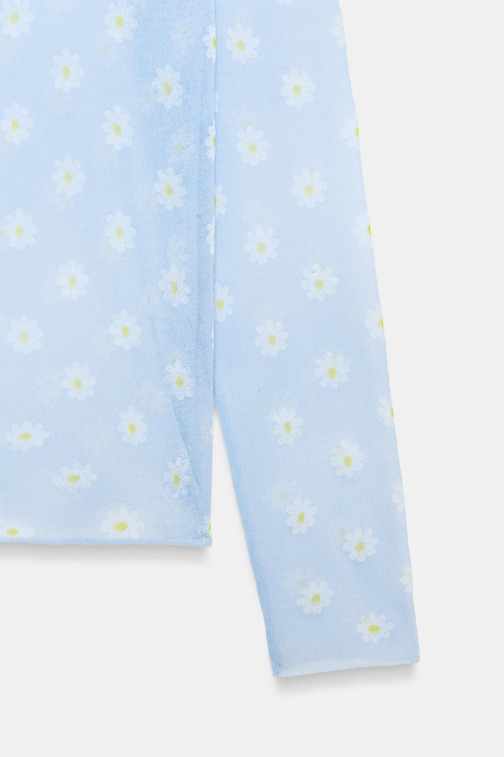 TOP PUNTO SEMITRANSPARENTE FLORES / Azul pastel