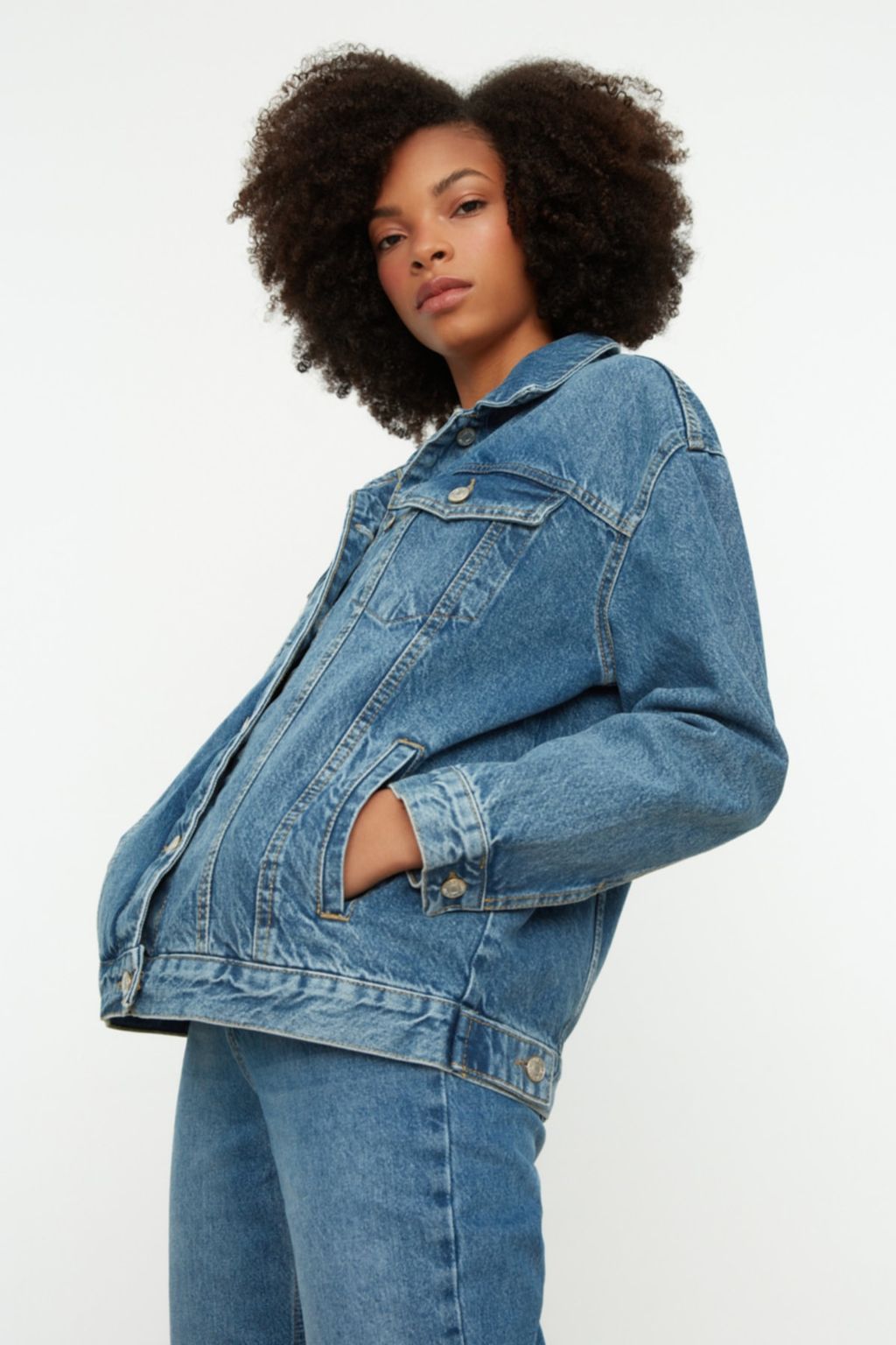Mavi Oversize Trucker Denim Ceket TWOAW22CE0364 - Trendyolmilla фото 4