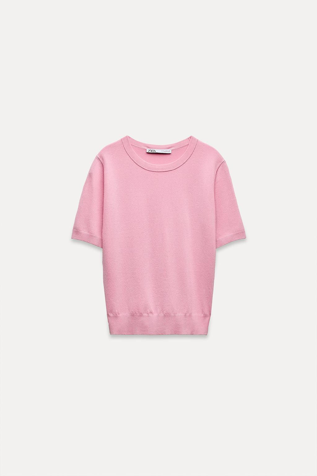 BASIC PLAIN KNIT TOP WITH SHORT SLEEVES - Zara фото 10