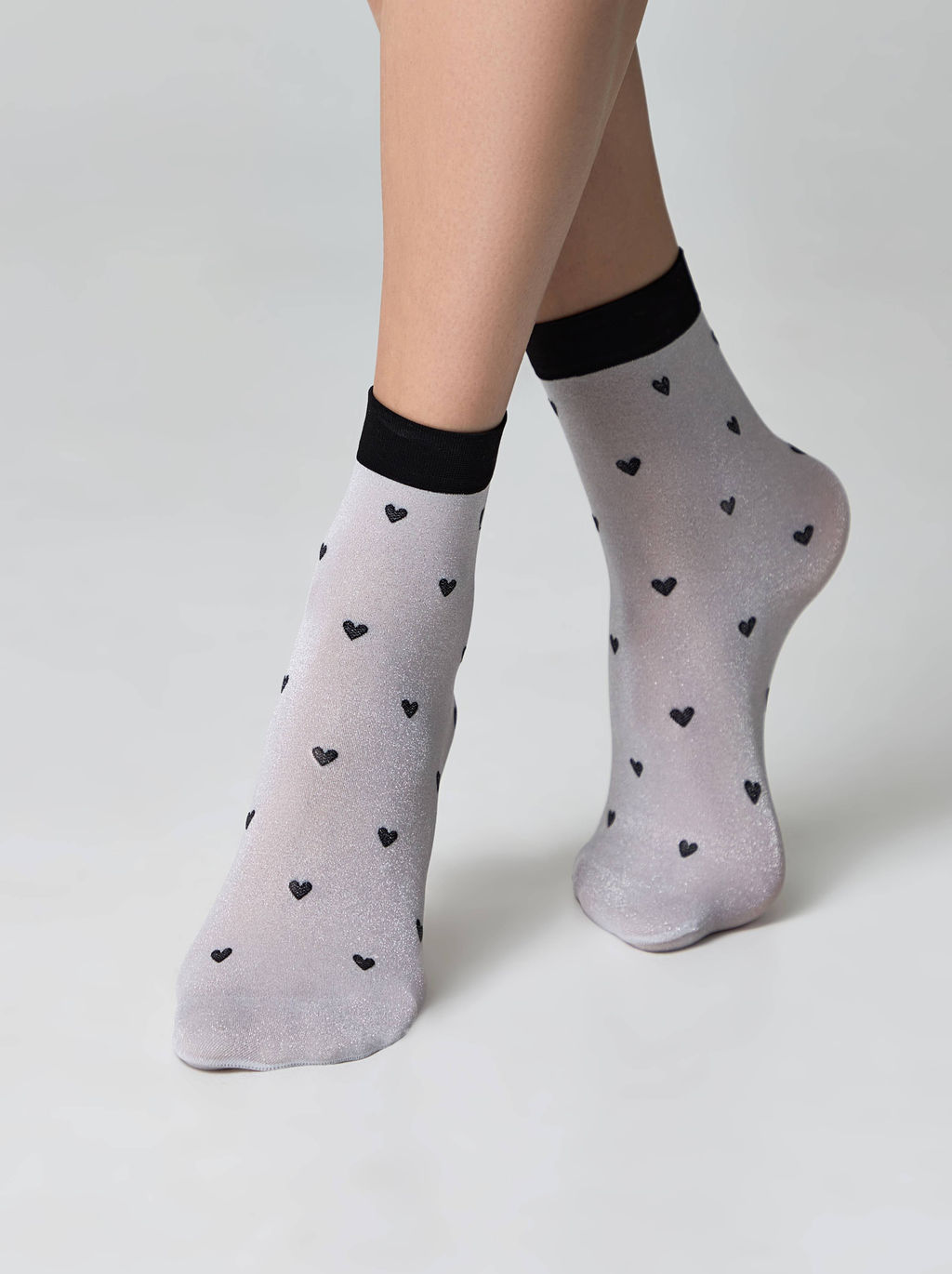 Цена за 2 пары. Носки Классические CONTE FANTASY Сияющие носки с объемными рисунками Hearts silver-bianco - Conte elegant фото 2