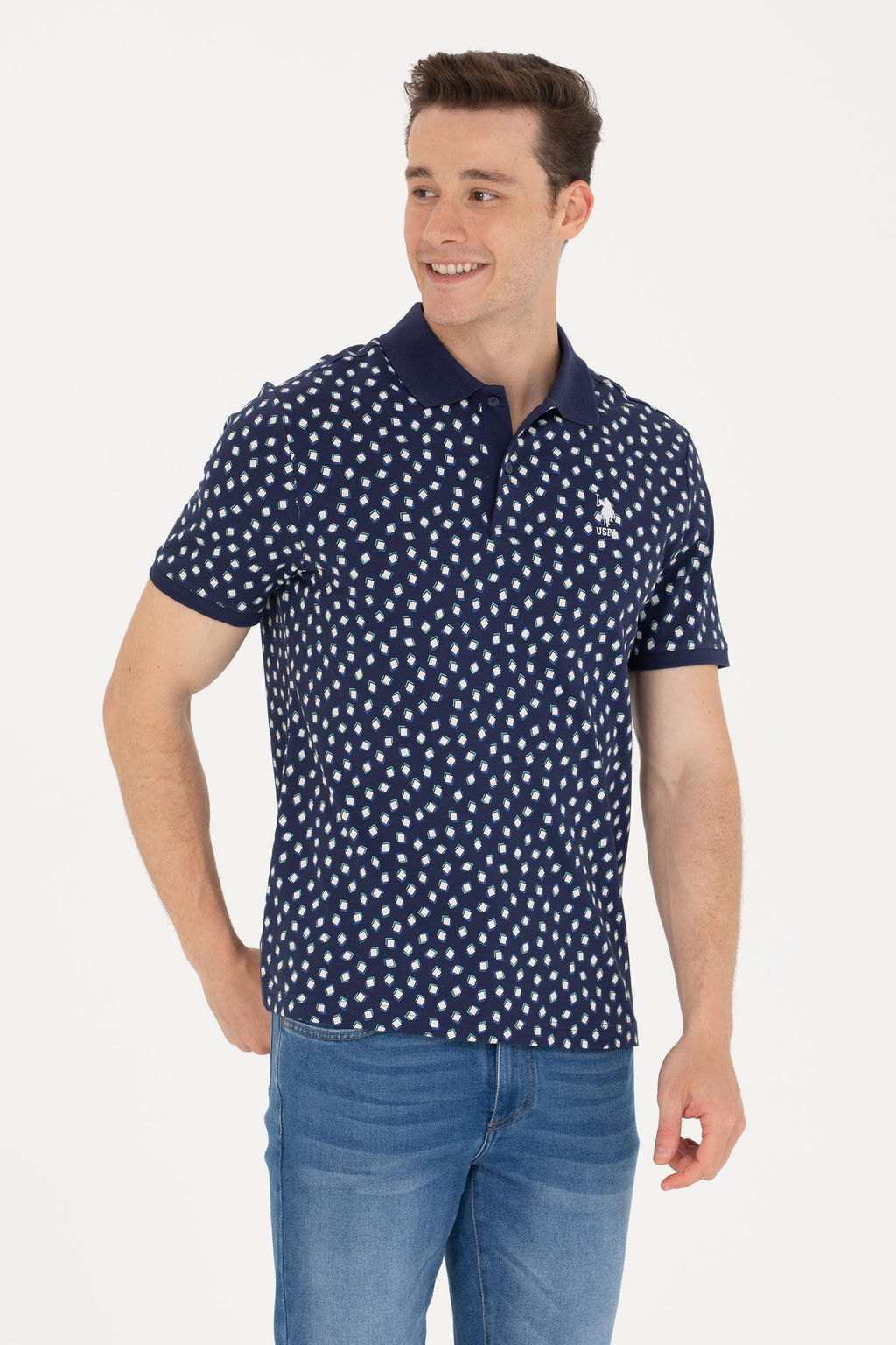 U. S. Polo Assn Мужская темно-синяя футболка с воротником-поло - U.s. polo assn фото 17