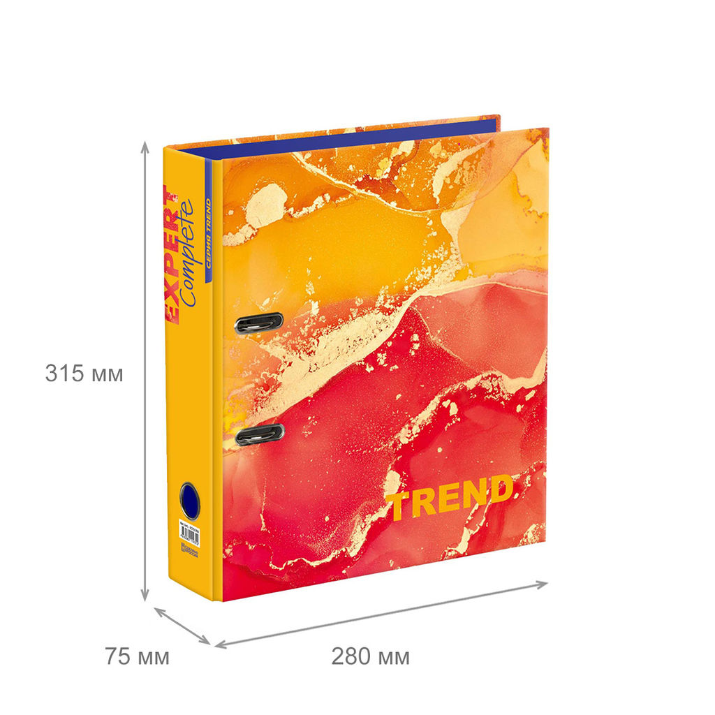 Expert Complete Регистратор ламинир. Marbling 75 мм 10 шт. Trend A4 арочный механ. глянцевый оранжевый EC751703