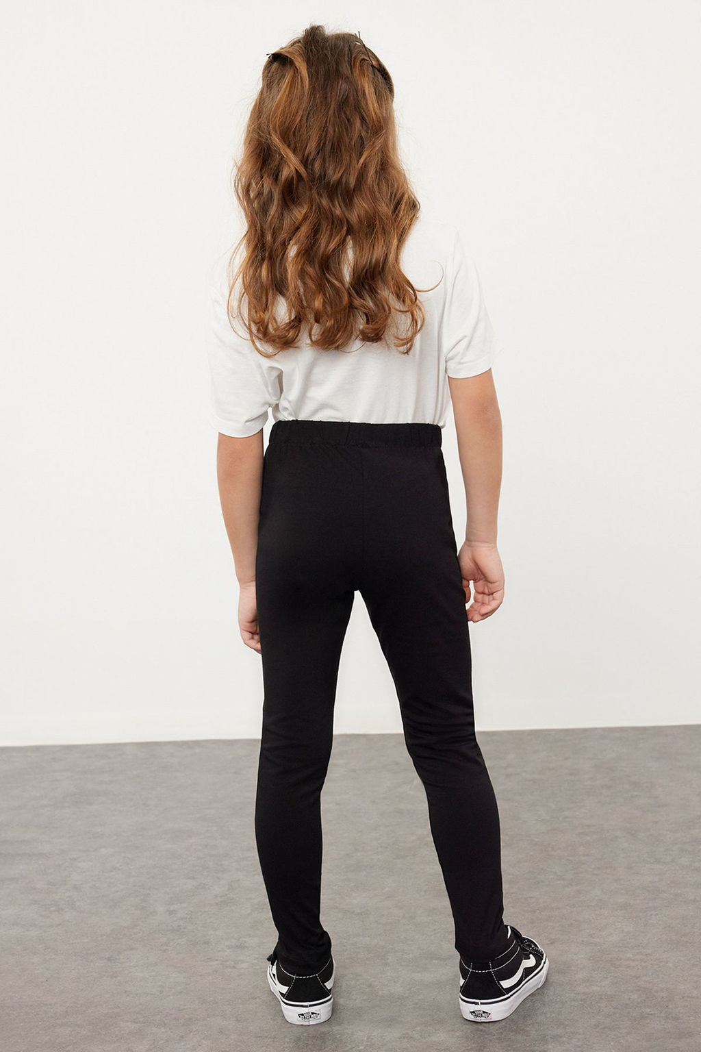 Siyah K?z Cocuk Pamuklu Basic Esnek Orme Tayt TKDSS24TA00005 - Trendyolmilla фото 2