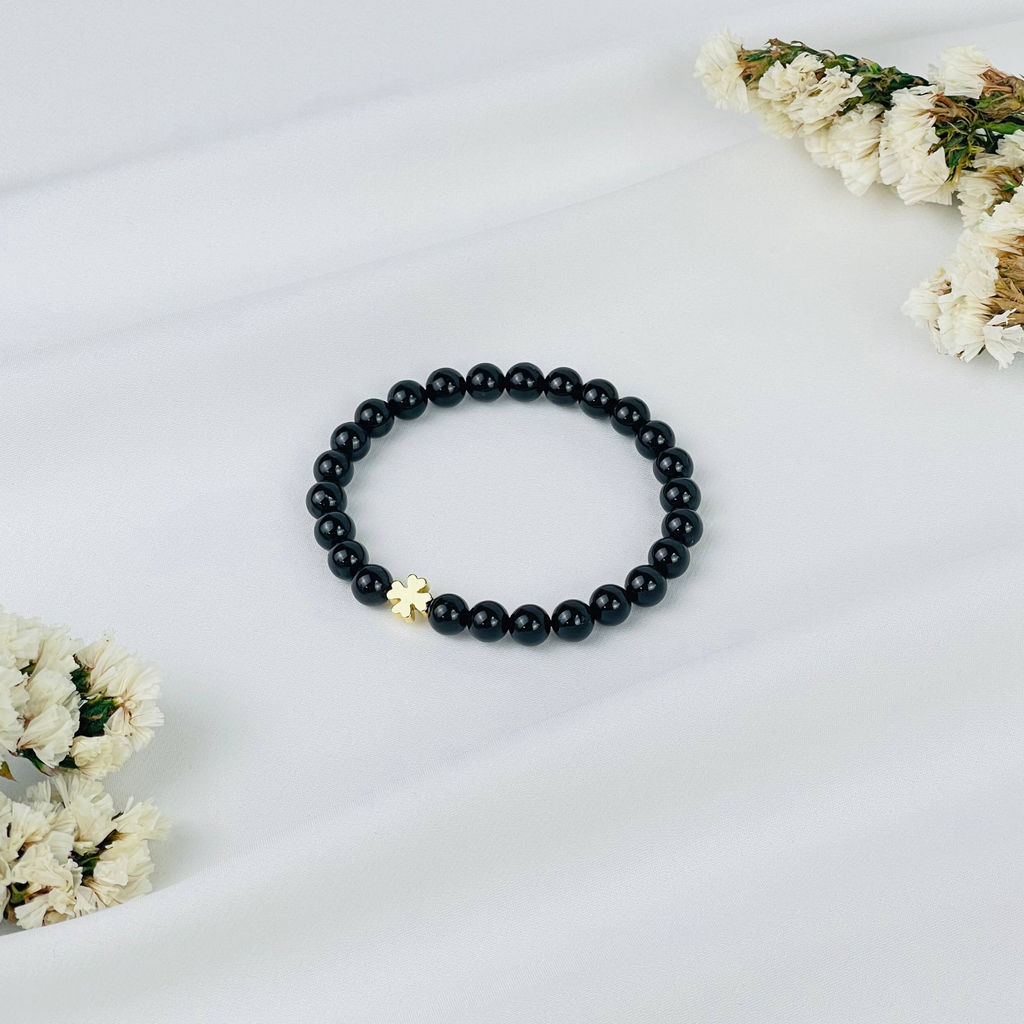 Браслет из черного Турмалина (Шерл) со вставкой 16 см