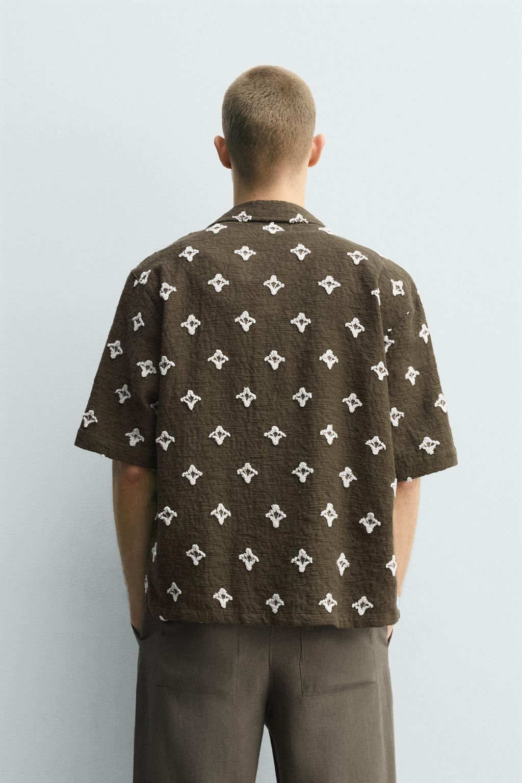 CAMISA JACQUARD TEXTURA / Khaki oscuro - Zara фото 3