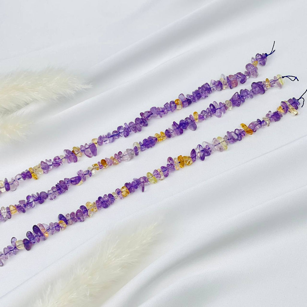 Бусины для украшений из Аметиста и Цитрина крошка 40 см