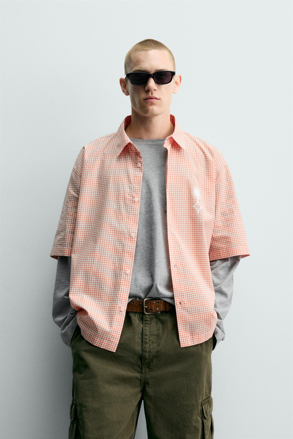 CAMISA BOXY FIT TEXTOS ESTAMPADOS / blanco-naranja - Zara фото 2
