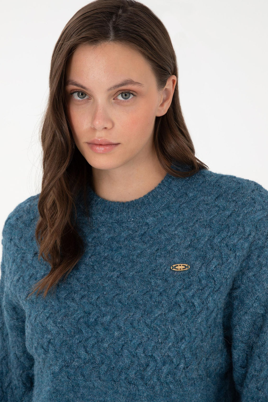 Женский свитер с круглым вырезом цвета индиго меланжевого цвета Неожиданная скидка в корзине - U.s. polo assn фото 2