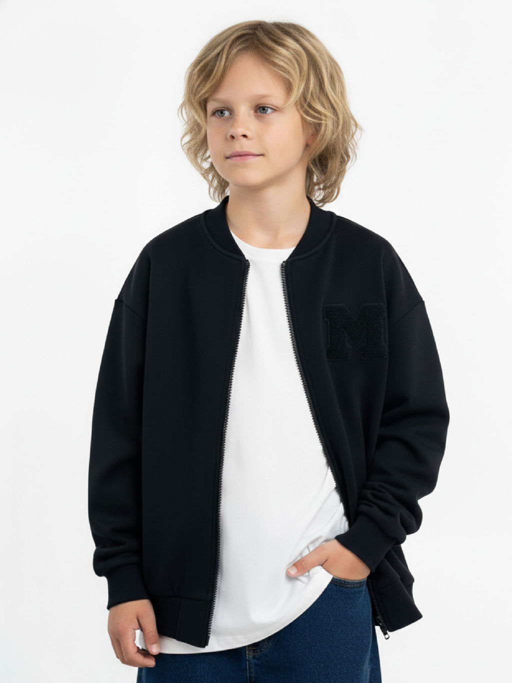 Джемпер на молнии с шевроном 22-2515 черный - Mini maxi фото 5