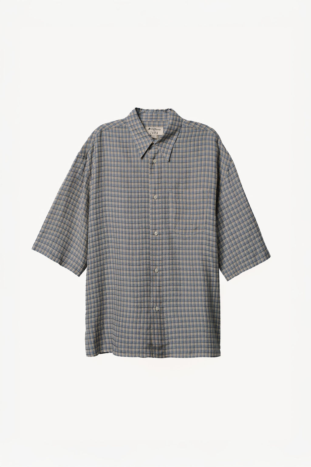 CAMISA OVERSIZE FIT CUADROS WILLY CHAVARRIA X ZARA / Azul / Blanco  фото 4