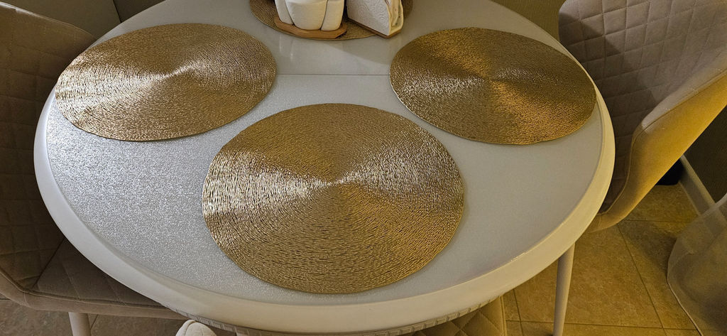 Салфетка под приборы, 38 см, ПВХ, круглая, шампань, Positano - Anna lafarg фото 8