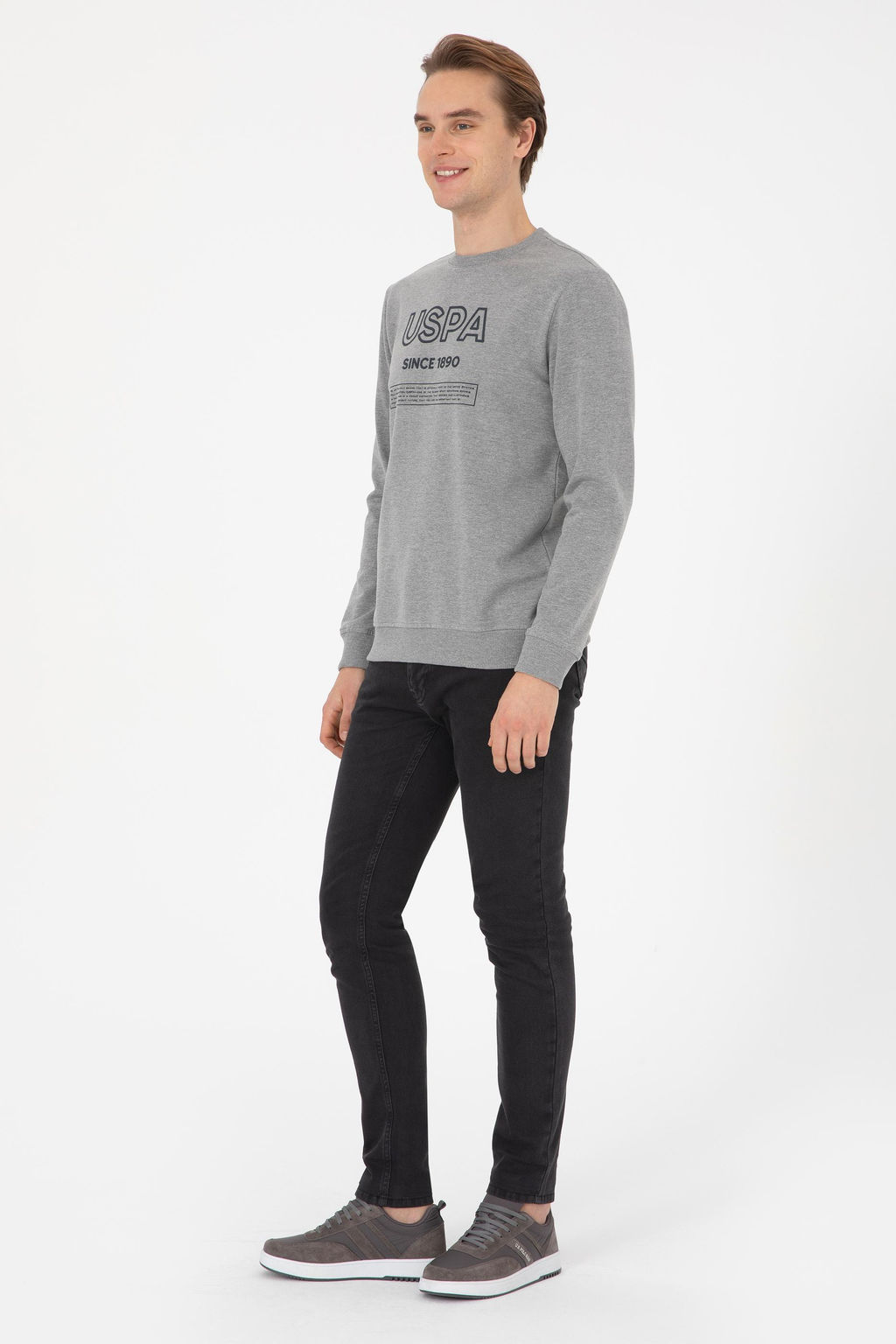 Erkek Gri Melanj Sweatshirt - U.s. polo assn фото 4