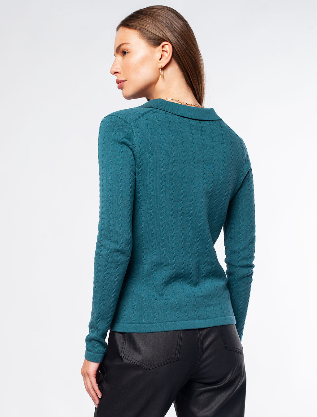 VILATTE / Джемпер-поло тонкой вязки из хлопка с нейлоном  фото 4