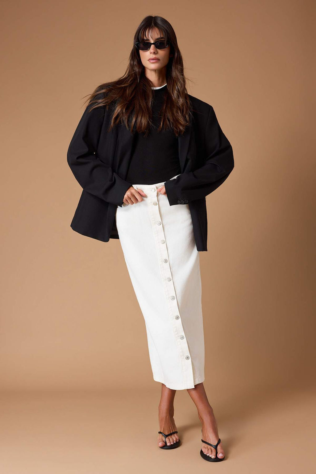Ekru D__me Kapamal_ Denim Kot Etek TCTSS23EE00024 - Trendyolmilla фото 2