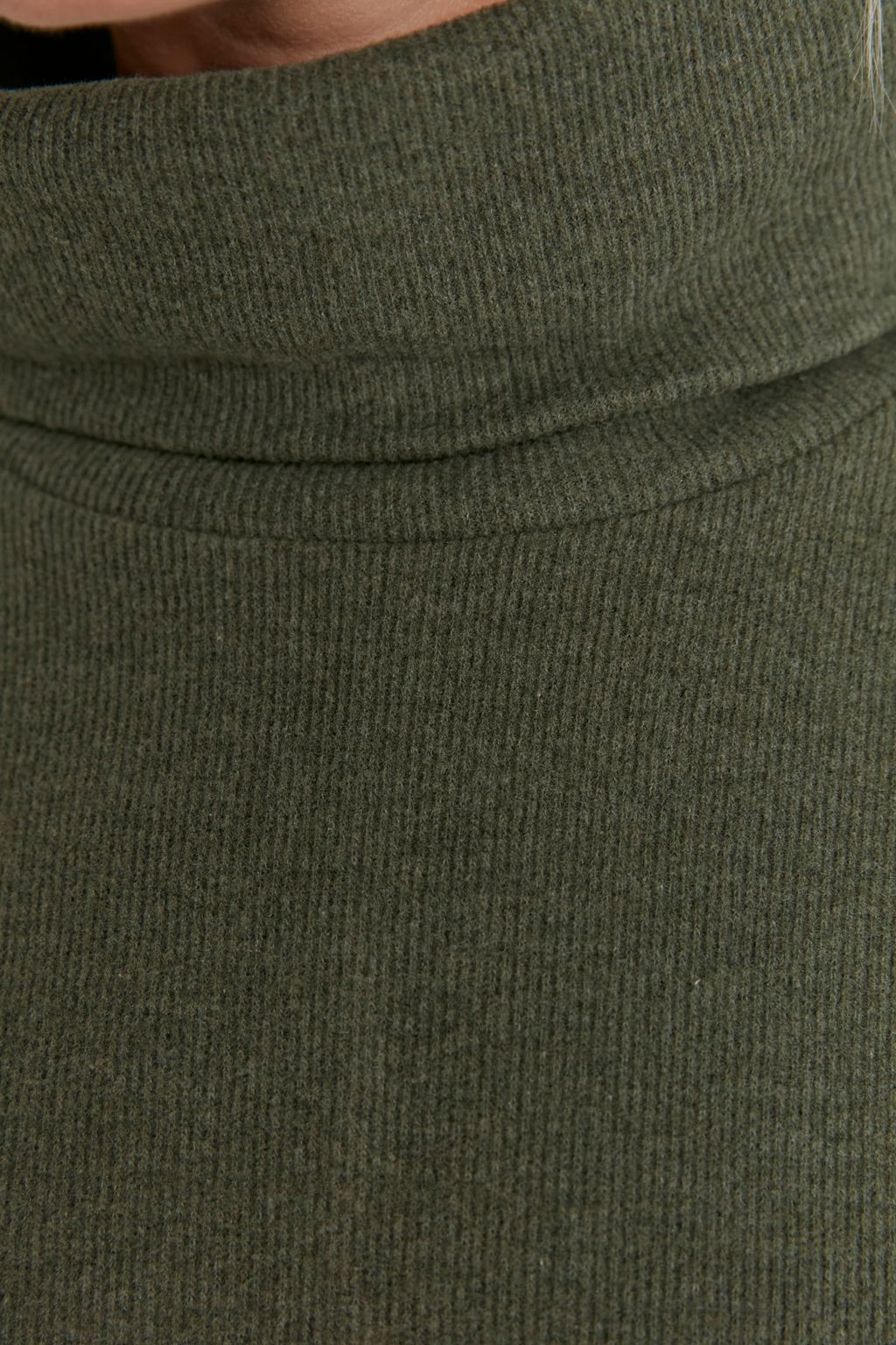 Haki Bal?kc? Yaka Shift/Duz Mini Selanik Uzun Kollu Orme Elbise TWOAW20EL1110