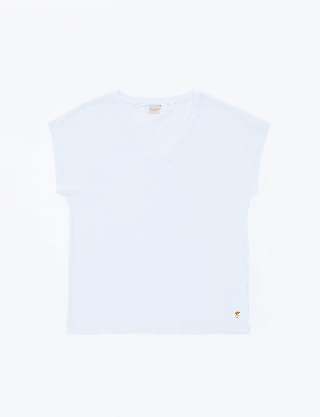 Beyaz Regular Fit V Yaka Basic Ti__rt