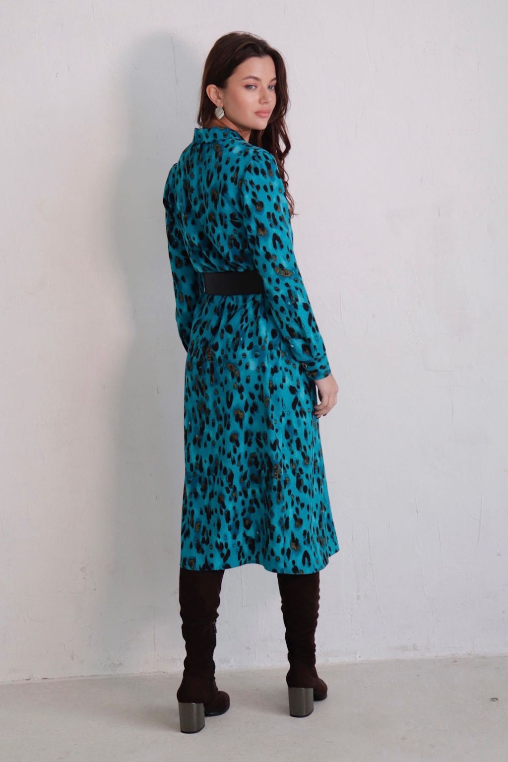 Martichelli Платье-рубашка с английским воротником тёмно-бирюзовое  фото 16