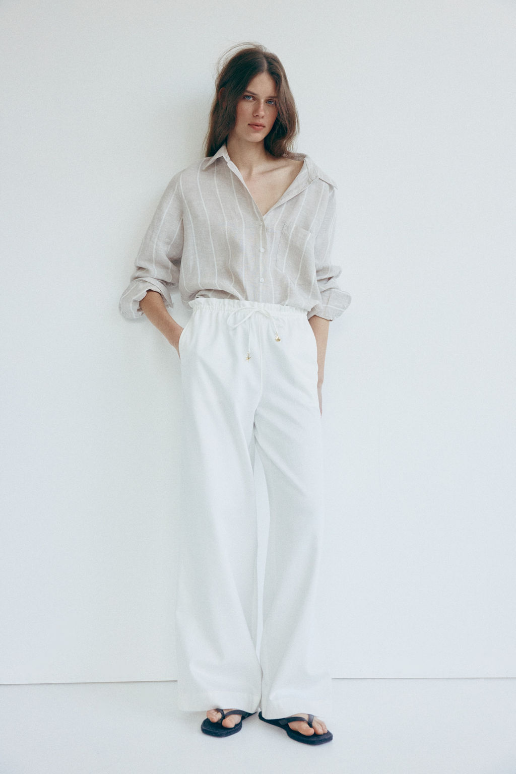 Pantal?n ancho con cintura paper bag - H&m фото 7