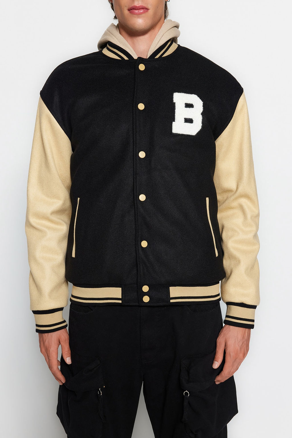 TRENDYOL MAN Siyah Unisex Regular Fit Bomber Yaka Kolej K?sl?k Mont TMNAW24MO00017 - Trendyolmilla фото 3