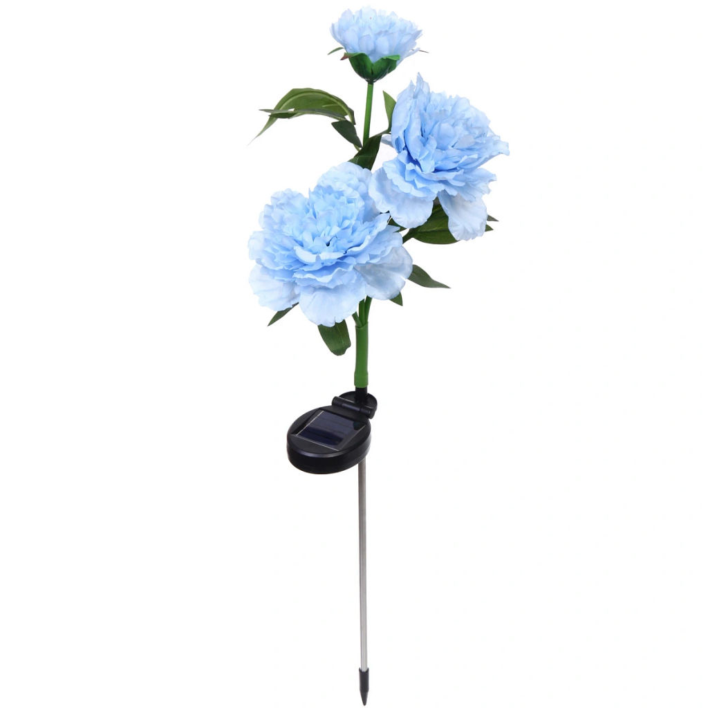 Светильник на солн.батарее (фигура на спице с подсветкой) "Великолепная роза" 73 см, Голубой (свечение белое)